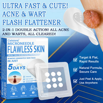 🏆 Celsiora® 2-in-1 Microneedle & Hydrocolloid Patch | Raised Moles,Acne,  Flat Warts & Skin Tags Remover | Improves Wrinkles, Scars & Blemishes | Invisible Pimple Patches for Face & Body